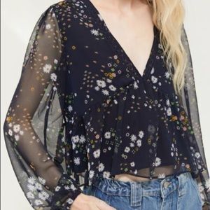 Urban Outfitters Hazel Lace Trim Babydoll Top